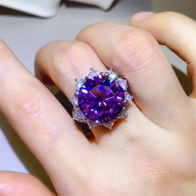 10 Carat Moissanite 925 Sterling Silver Flower Shape Ring - Clothes For Her Online Store