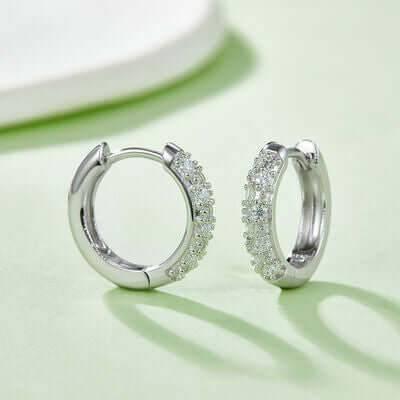 Moissanite 925 Sterling Silver Huggie Earrings - Clothes For Her Online Store