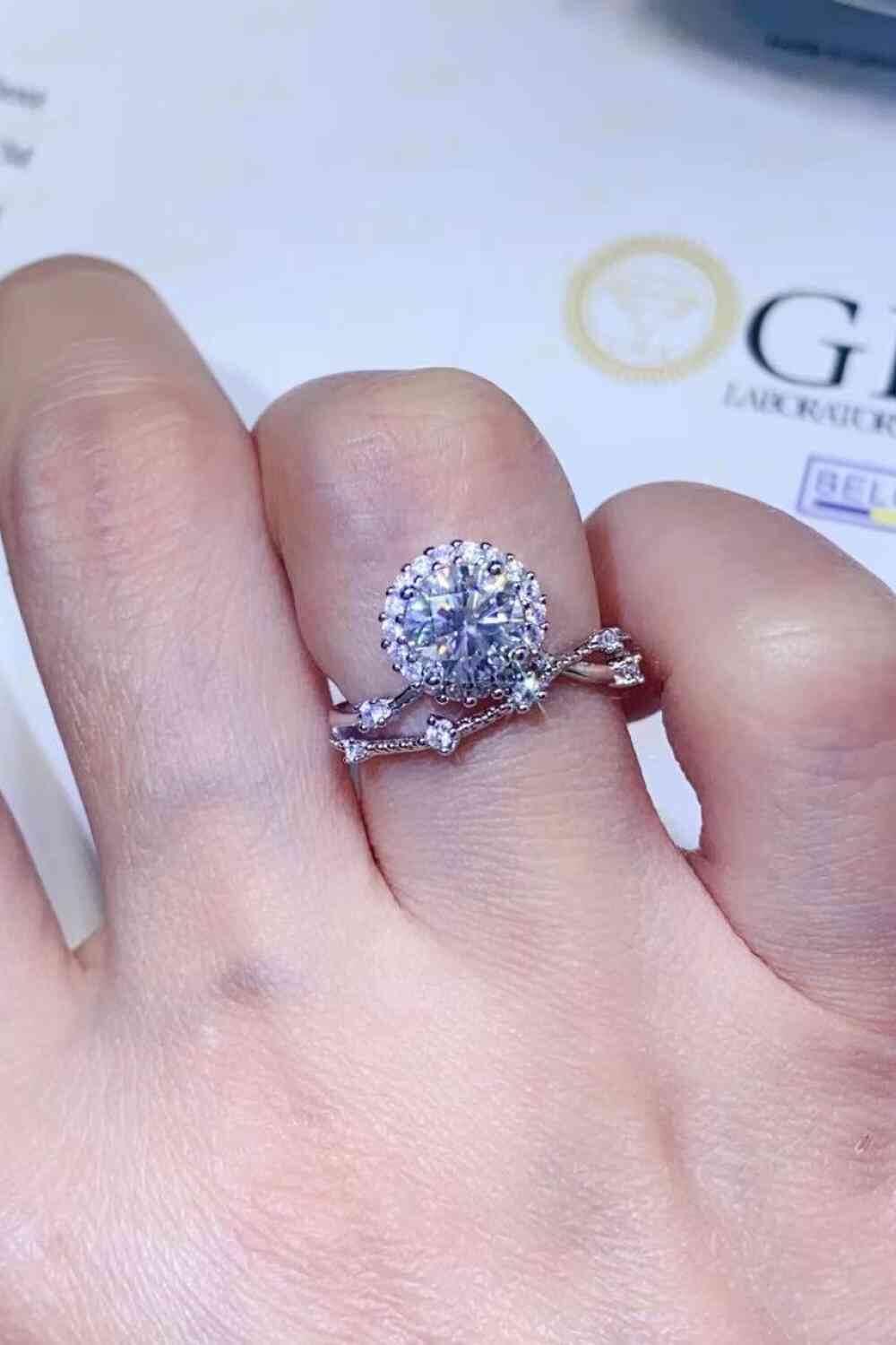1 Carat Moissanite Platinum-Plated Ring - Clothes For Her Online Store