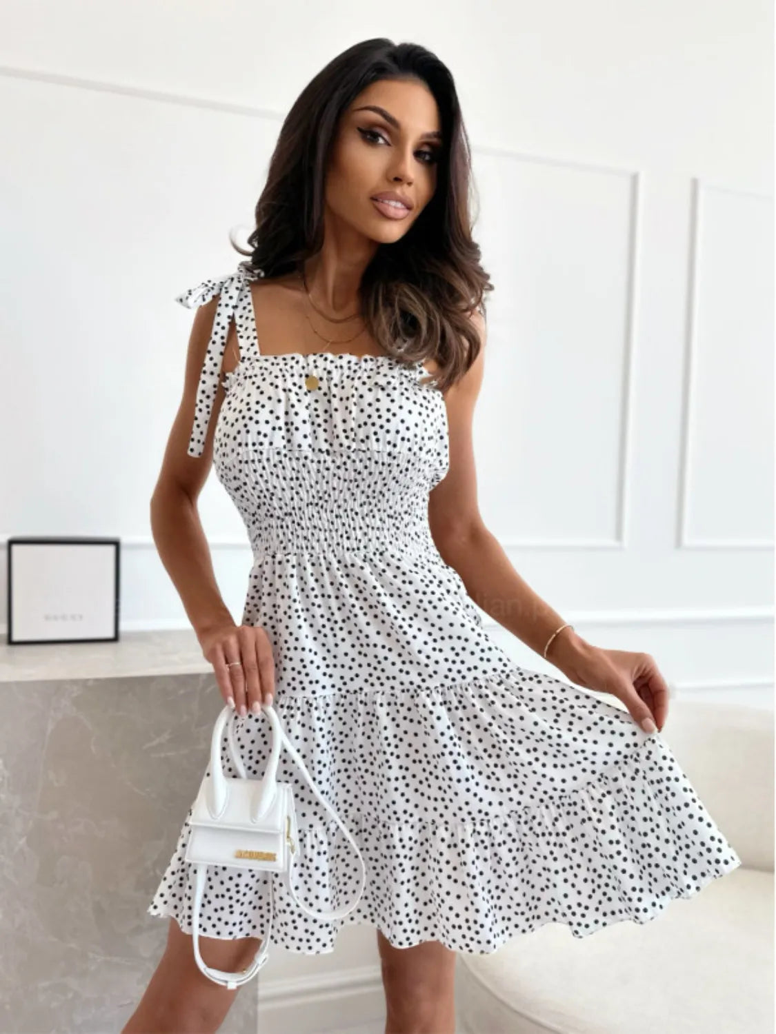 Polka Dot Square Neck Mini Cami Dress