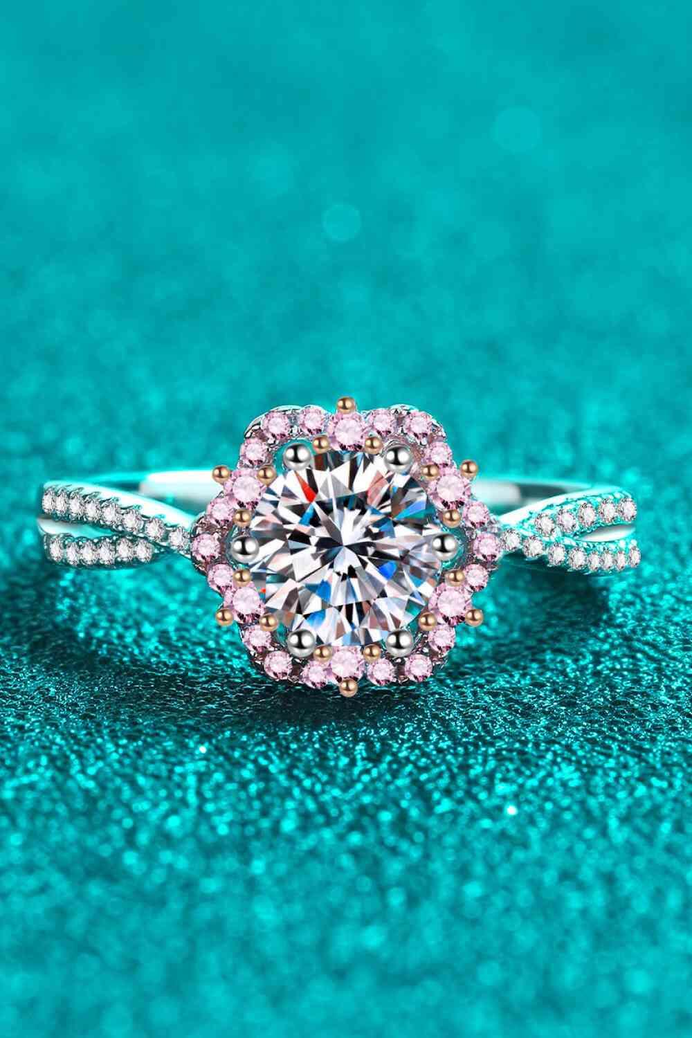 1 Carat Moissanite Flower-Shaped Crisscross Ring - Clothes For Her Online Store