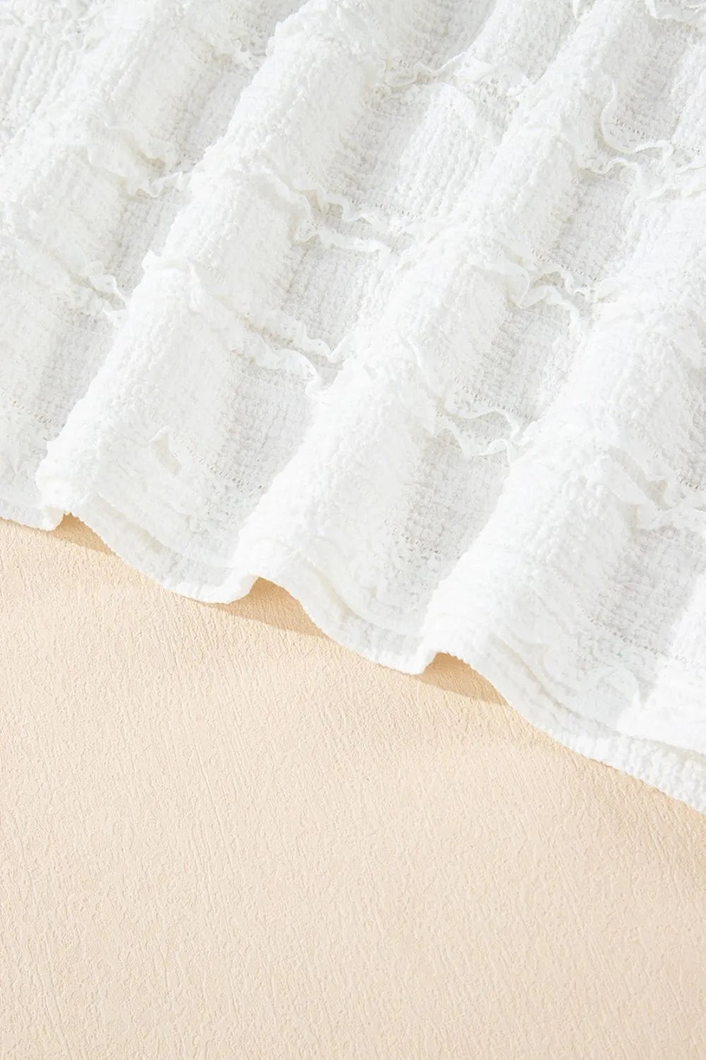 Frilled Lace Trim Bubble Sleeve Blouse