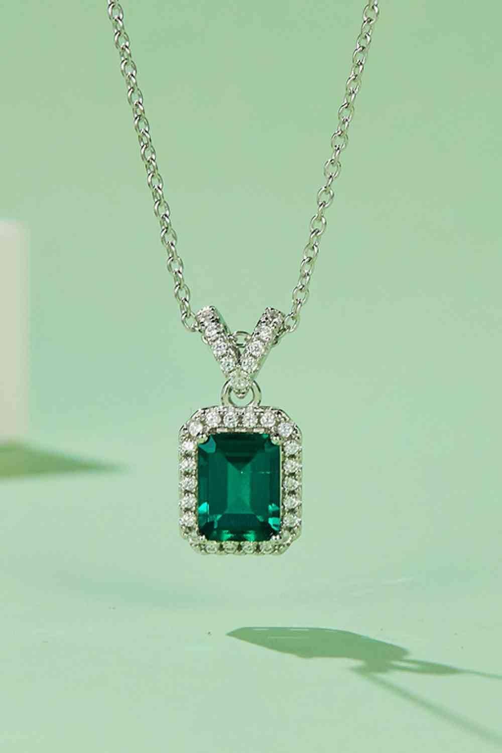 Adored 1.25 Carat Lab-Grown Emerald Pendant Necklace - Clothes For Her Online Store