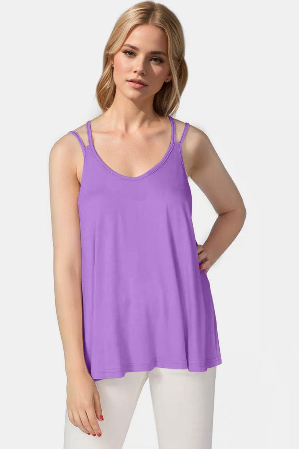 Basic Bae Bamboo Scoop Neck Double Spaghetti Straps Cami - Clothes For Her Online Store