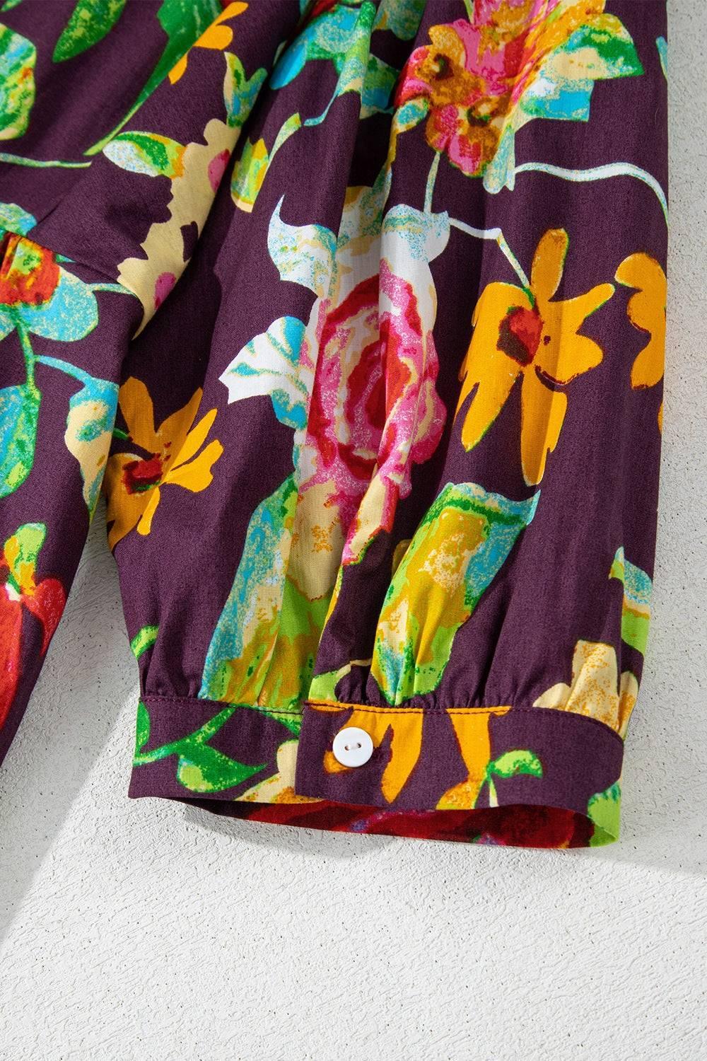Flower Embroidered Trim Half Sleeve Blouse - Clothes For Her Online Store