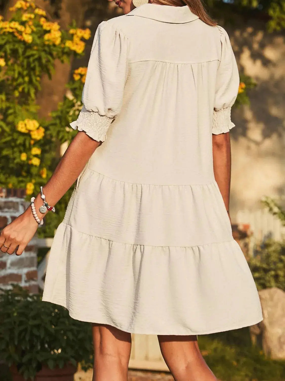 Johnny Collar Short Sleeve Mini Dress - Clothes For Her Online Store