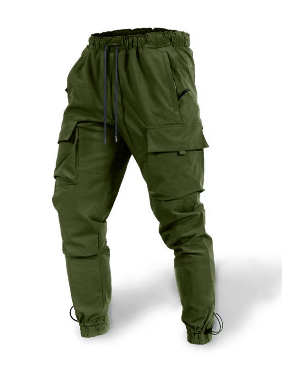 Men's Plus Size Drawstring Pants with Cargo Pockets
