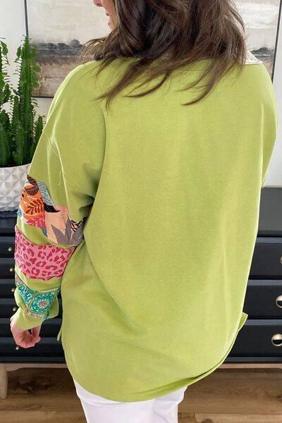 Plus Size Printed Round Neck Long Sleeve Sweatshirt - Clothes For Her Online Store
