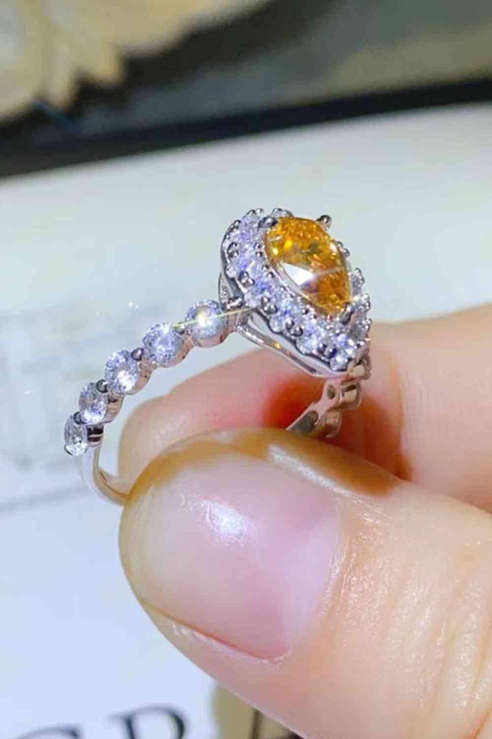 1 Carat Moissanite Contrast Teardrop Ring - Clothes For Her Online Store