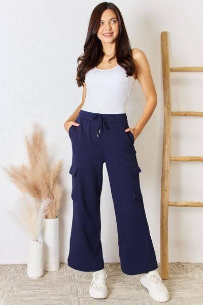 RISEN Drawstring Relaxed Cargo Wide Leg Pants - Clothes For Her Online Store