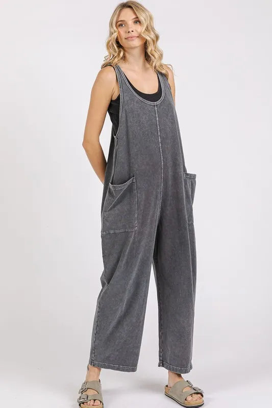 Mittoshop Scoop Neck Wide Leg Overalls - Clothes For Her Online Store