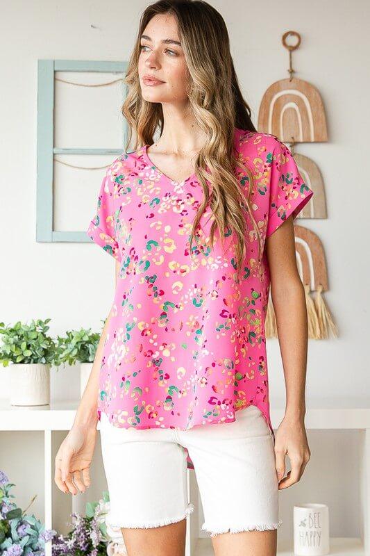 Heimish Full Size Animal print V-Neck Short Sleeve T-Shirt Plus Size - Clothes For Her Online Store