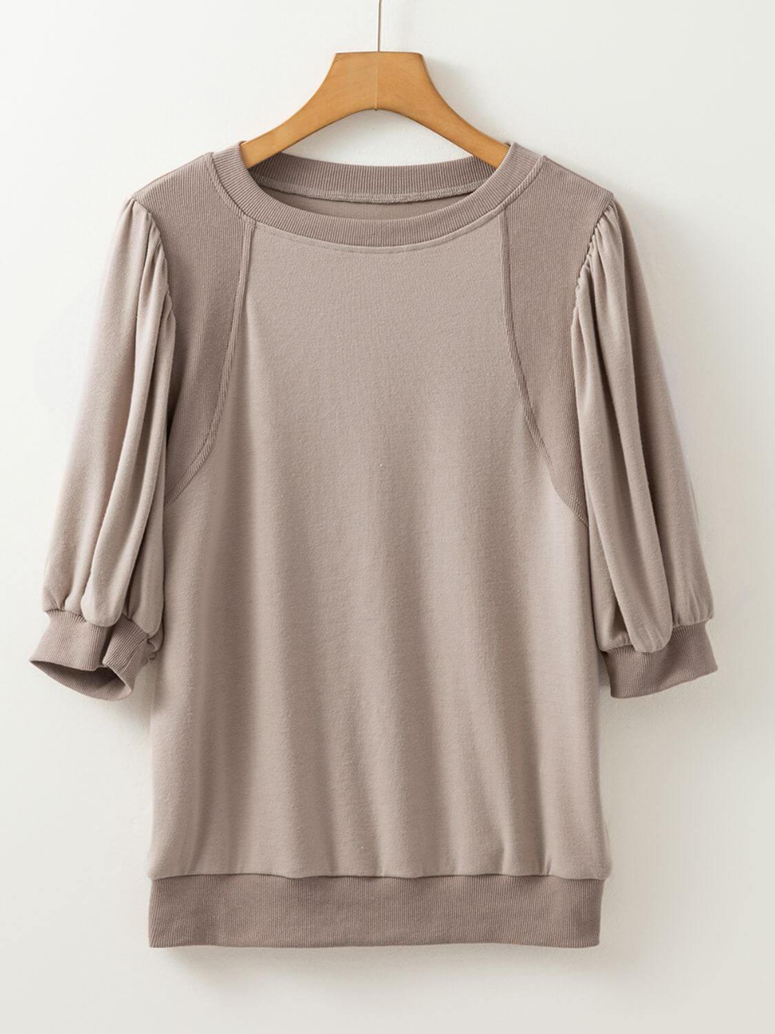 Round Neck Puff Half Sleeve Blouse - Clothes For Her Online Store