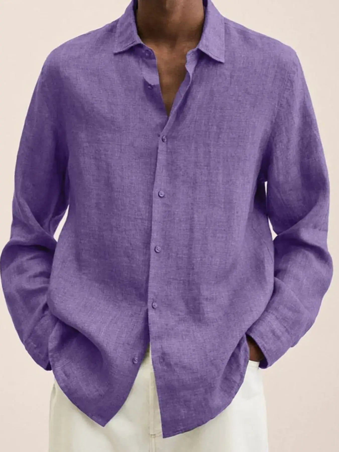 Men's Full Size Button-Down Long Sleeve Shirt Plus Size