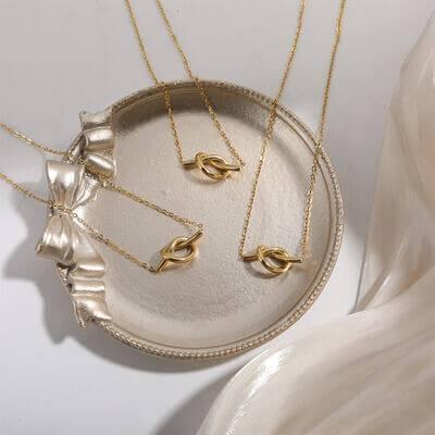 18K Gold-Plated Knotted Necklace - Clothes For Her Online Store