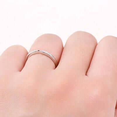 925 Sterling Silver Inlaid Moissanite Ring - Clothes For Her Online Store