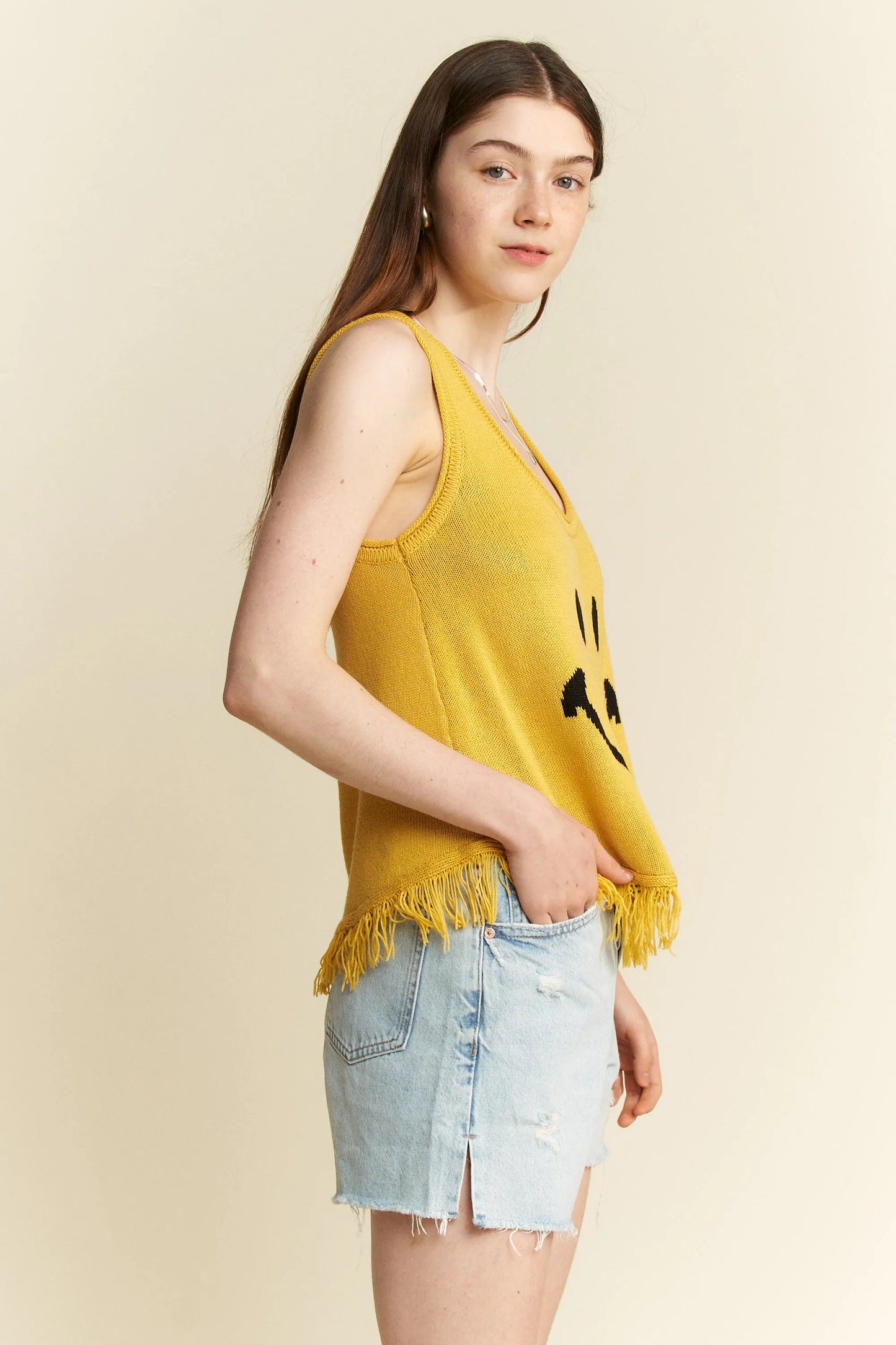 Jade By Jane Smiley Fringe Tank Top