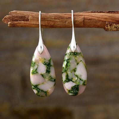 Teardrop Shape Natural Stone Dangle Earrings - Clothes For Her Online Store