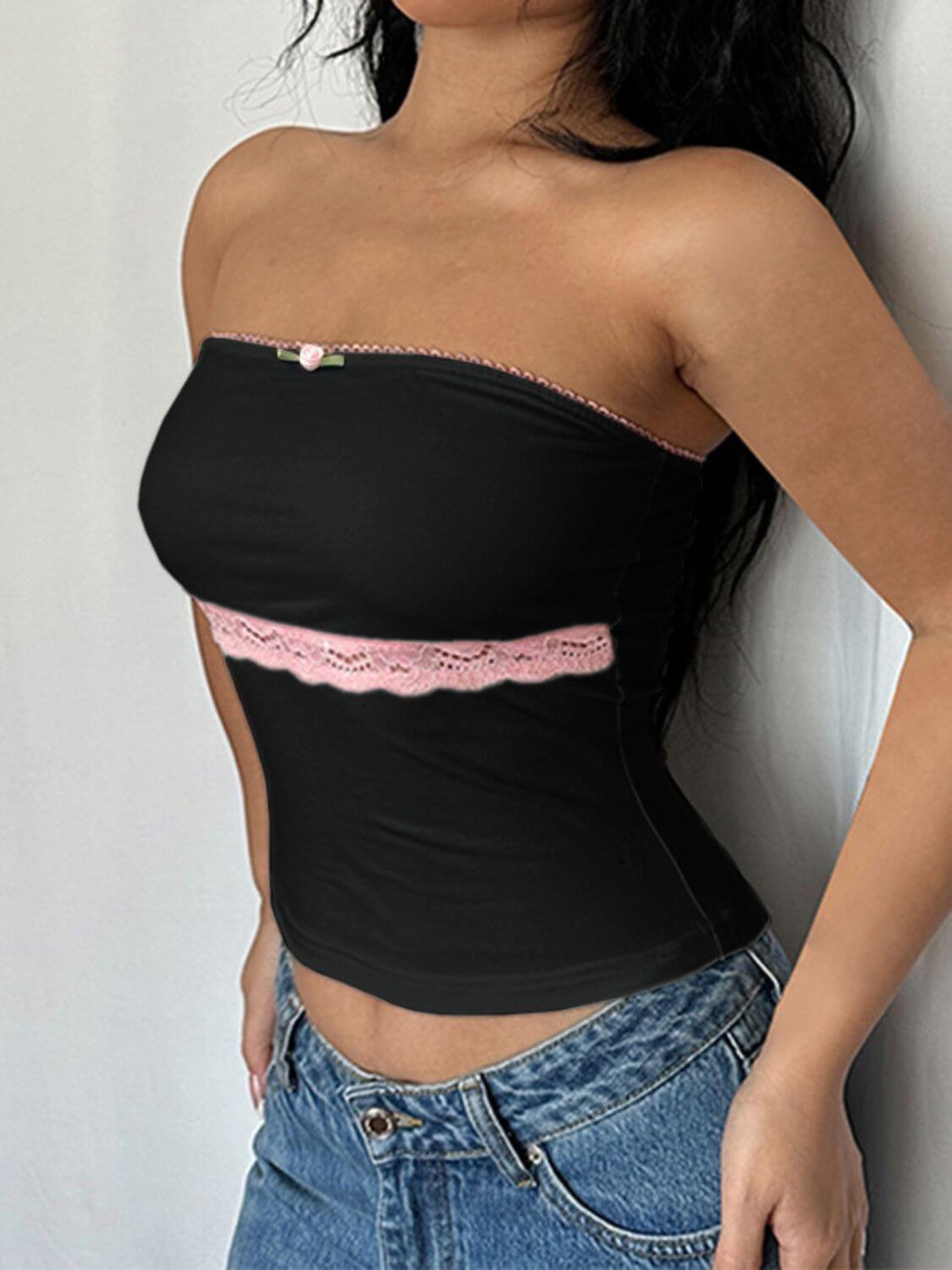 Devine Lace Detail Tube Top - Clothes For Her Online Store