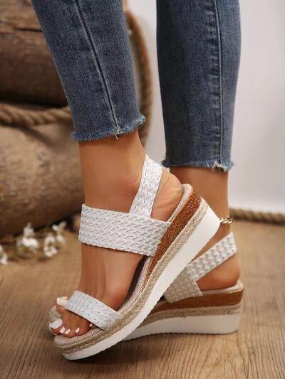 Peep Toe Wedge Sandals - Clothes For Her Online Store