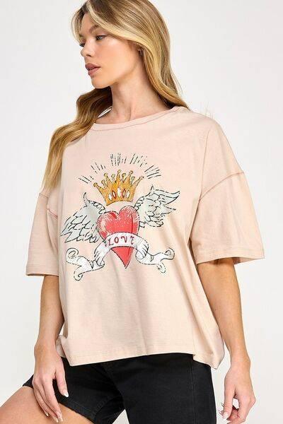 SAGE+FIG Love-Inpired Graphic Oversized T-Shirt - Clothes For Her Online Store