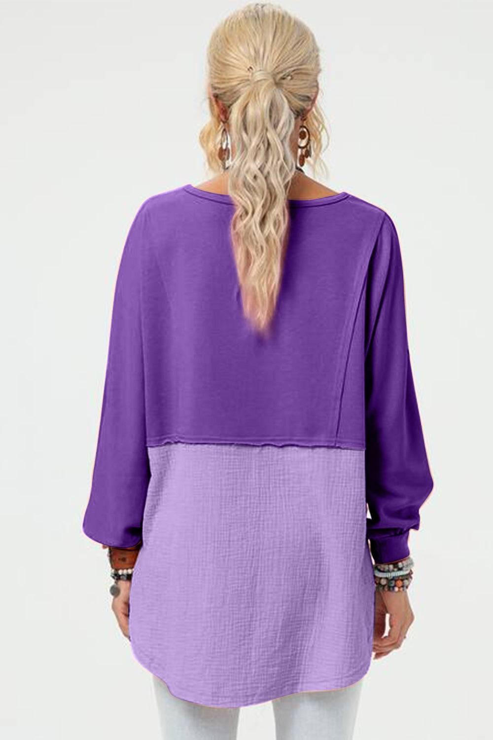 Double Take Full Size Long Sleeve High-Low T-Shirt - Clothes For Her Online Store