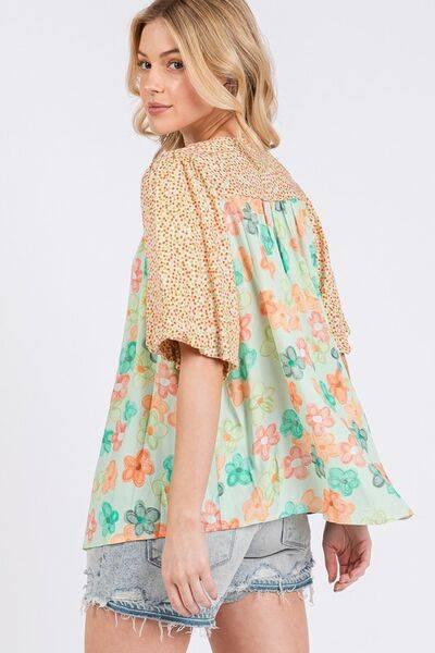 SAGE+FIG Button Down Bubble Sleeves Shirt - Clothes For Her Online Store