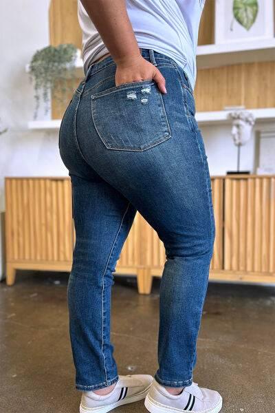 Judy Blue Full Size Tummy Control High Waist Slim Jeans - Clothes For Her Online Store