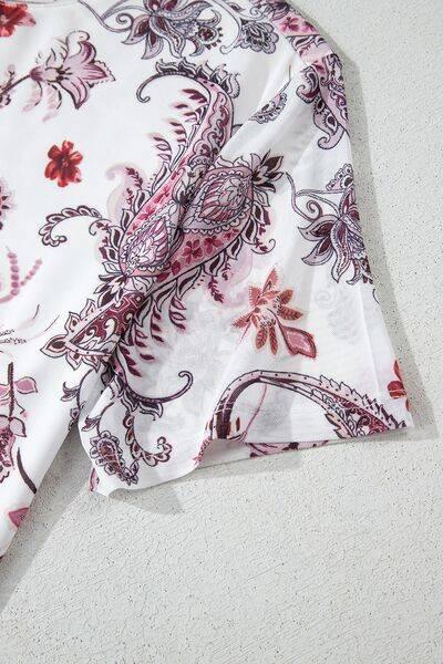Paisley Mock Neck T Shirt - Clothes For Her Online Store
