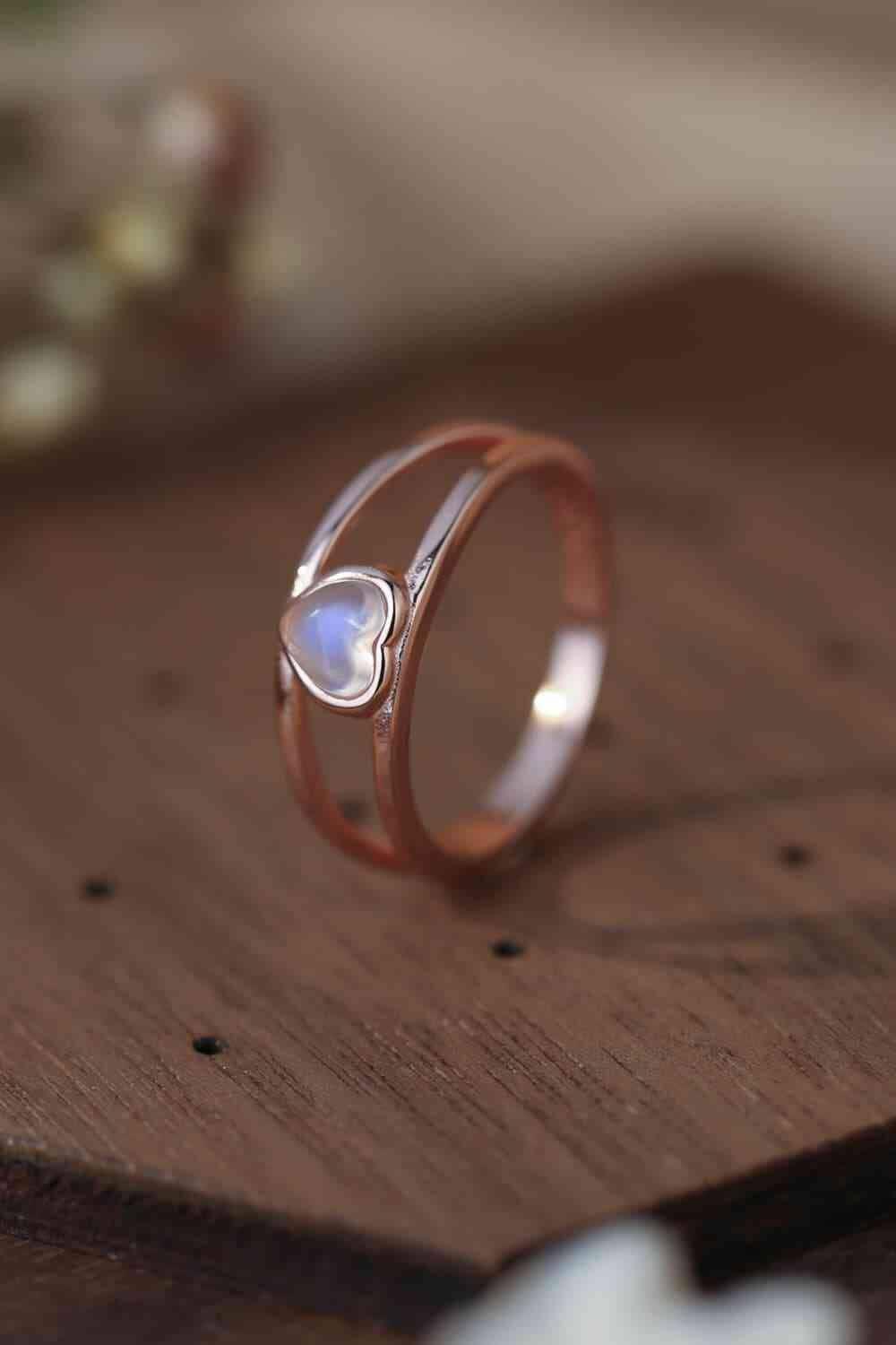 Moonstone Heart 925 Sterling Silver Ring - Clothes For Her Online Store