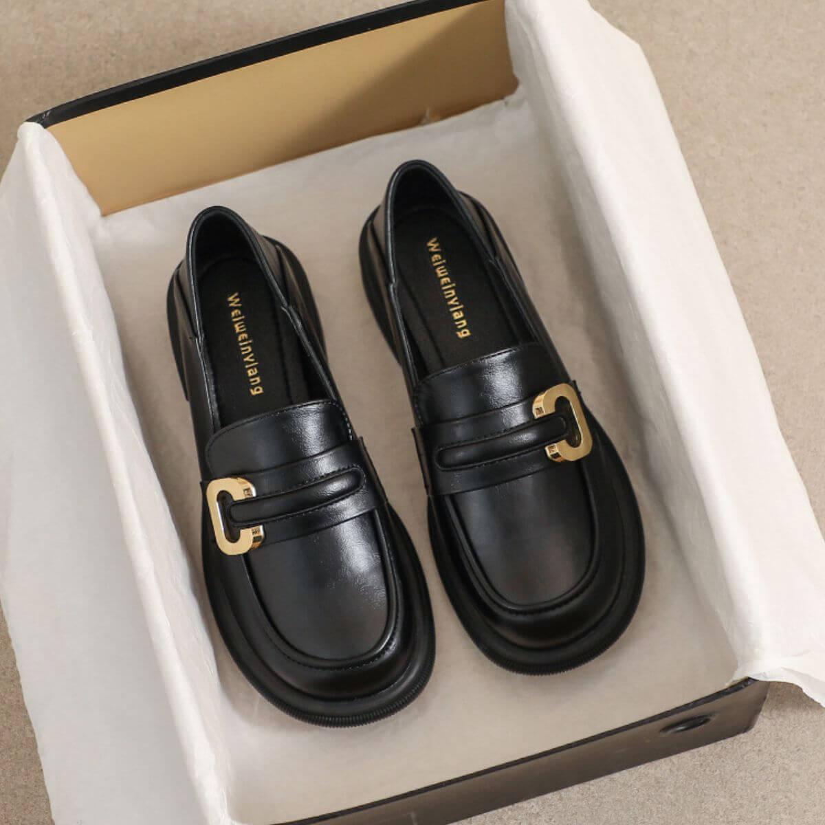 PU Leather Round Toe Loafers - Clothes For Her Online Store