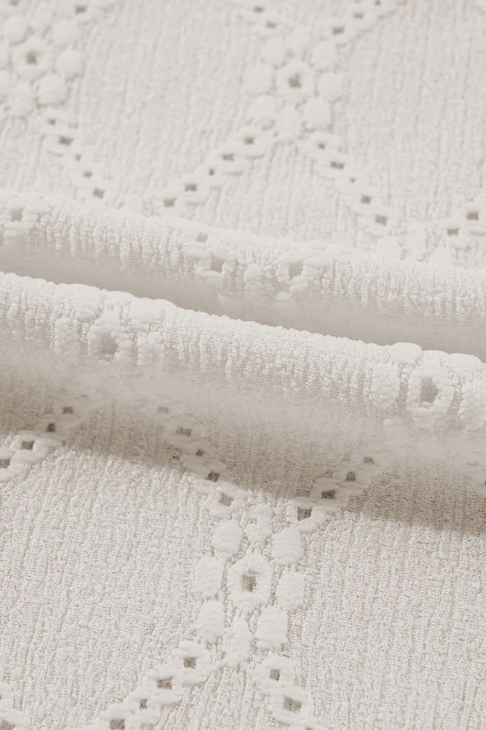 Eyelet Round Neck Short Sleeve Blouse - Clothes For Her Online Store