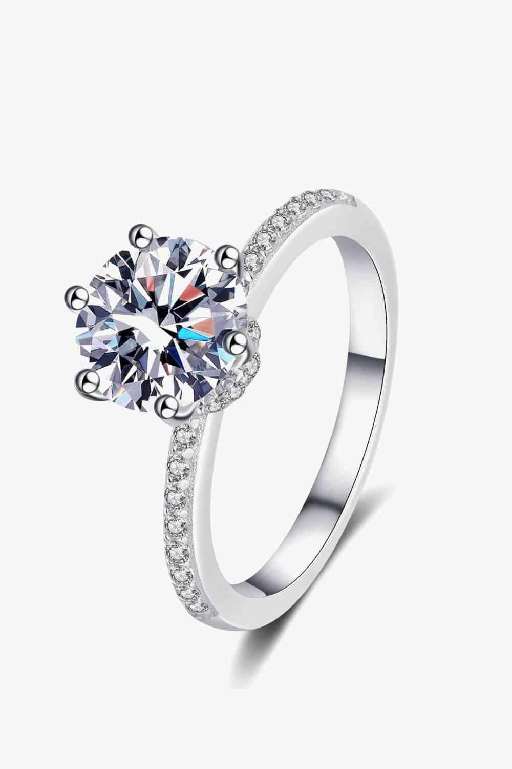 925 Sterling Silver 2 Carat Moissanite Ring - Clothes For Her Online Store