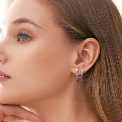 Moissanite 925 Sterling Silver C-Hoop Earrings - Clothes For Her Online Store