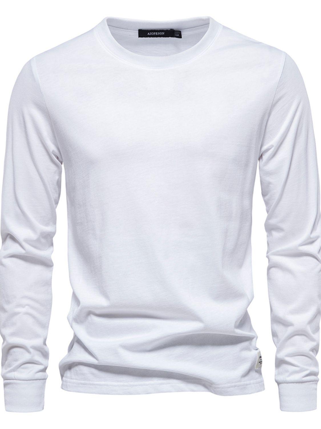 Men's Full Size Round Neck Long Sleeve T-Shirt Plus Size - Clothes For Her Online Store