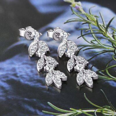 925 Sterling Silver Moissanite Leaf Earrings - Clothes For Her Online Store