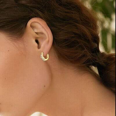 925 Sterling Silver Moissanite Huggie Earrings - Clothes For Her Online Store