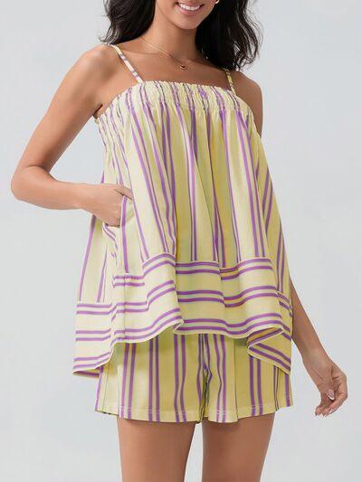 Smocked Square Neck Cami and Shorts Set - Clothes For Her Online Store