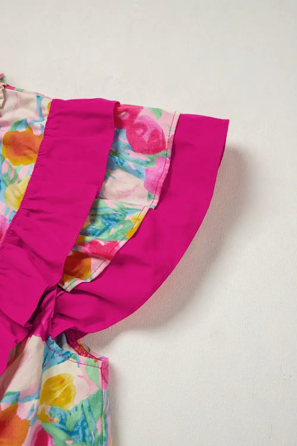 Floral Ruffle Layered Sleeve Blouse