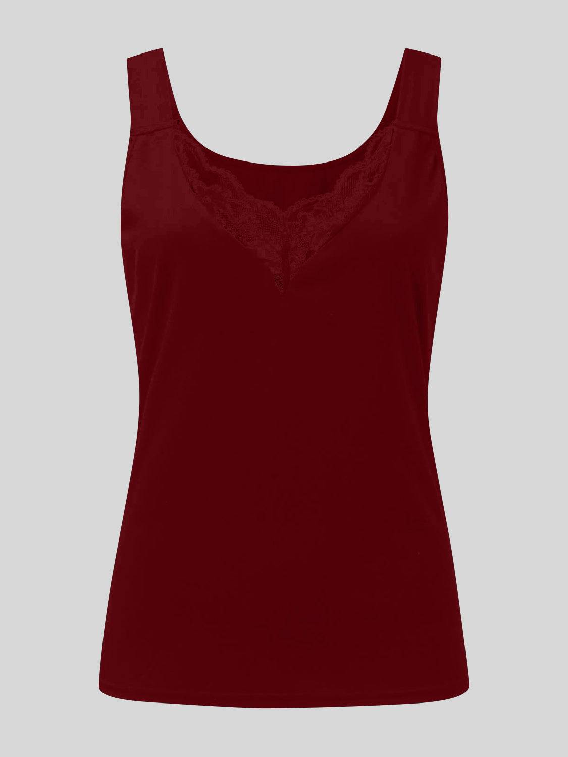 Full Size Lace Detail Sweetheart Neck Tank - Clothes For Her Online Store