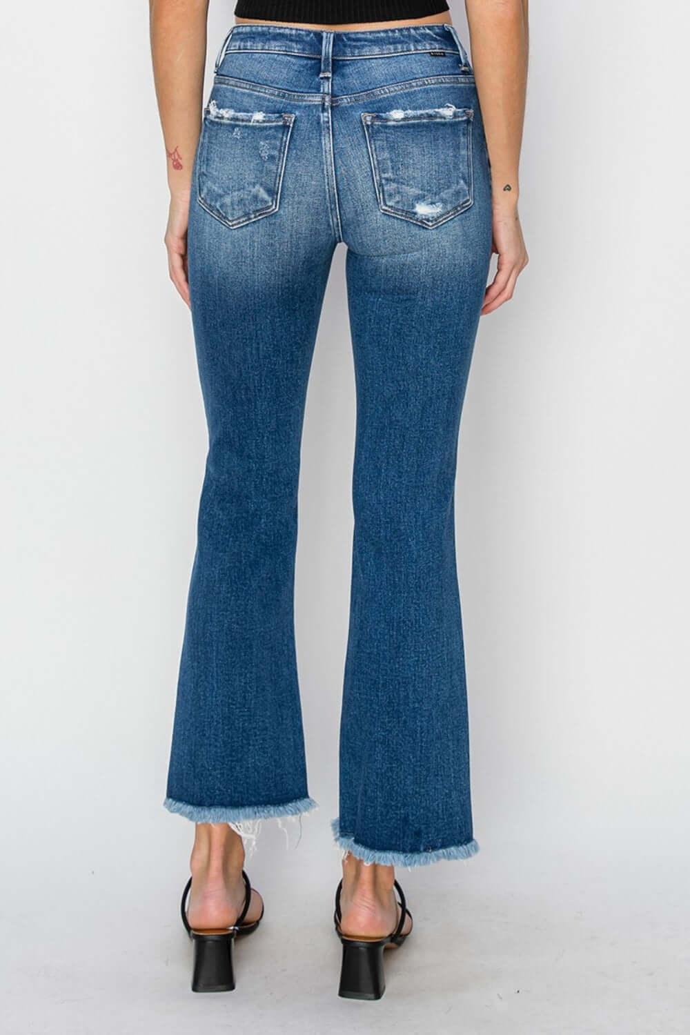 RISEN Full Size Frayed Step Hem Ankle Straight Jeans - Clothes For Her Online Store