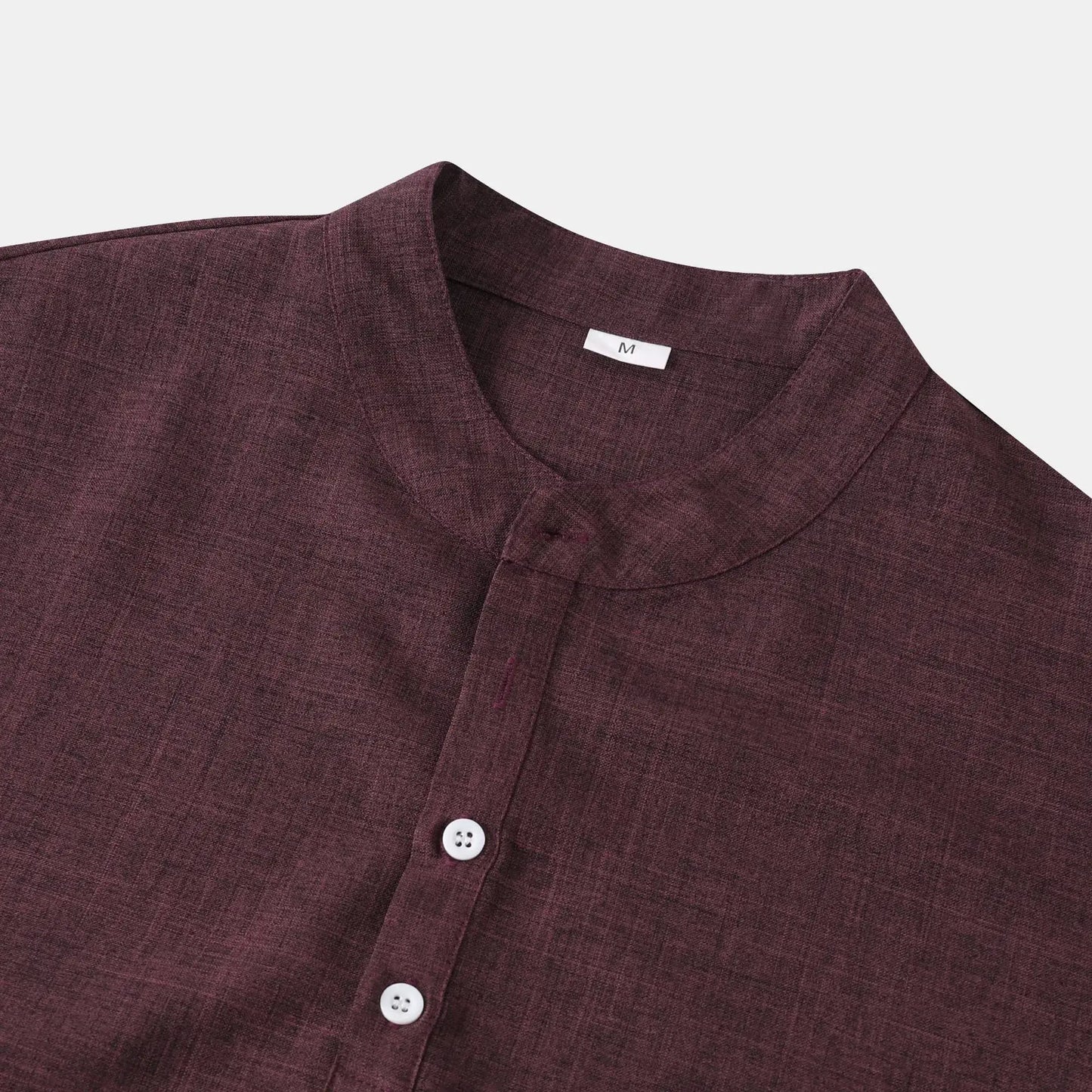 Men's Casual Linen Blend Mandarin Collar Short Sleeve Henley Shirt