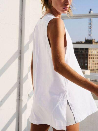 Side Slit V-Neck Tank - Clothes For Her Online Store