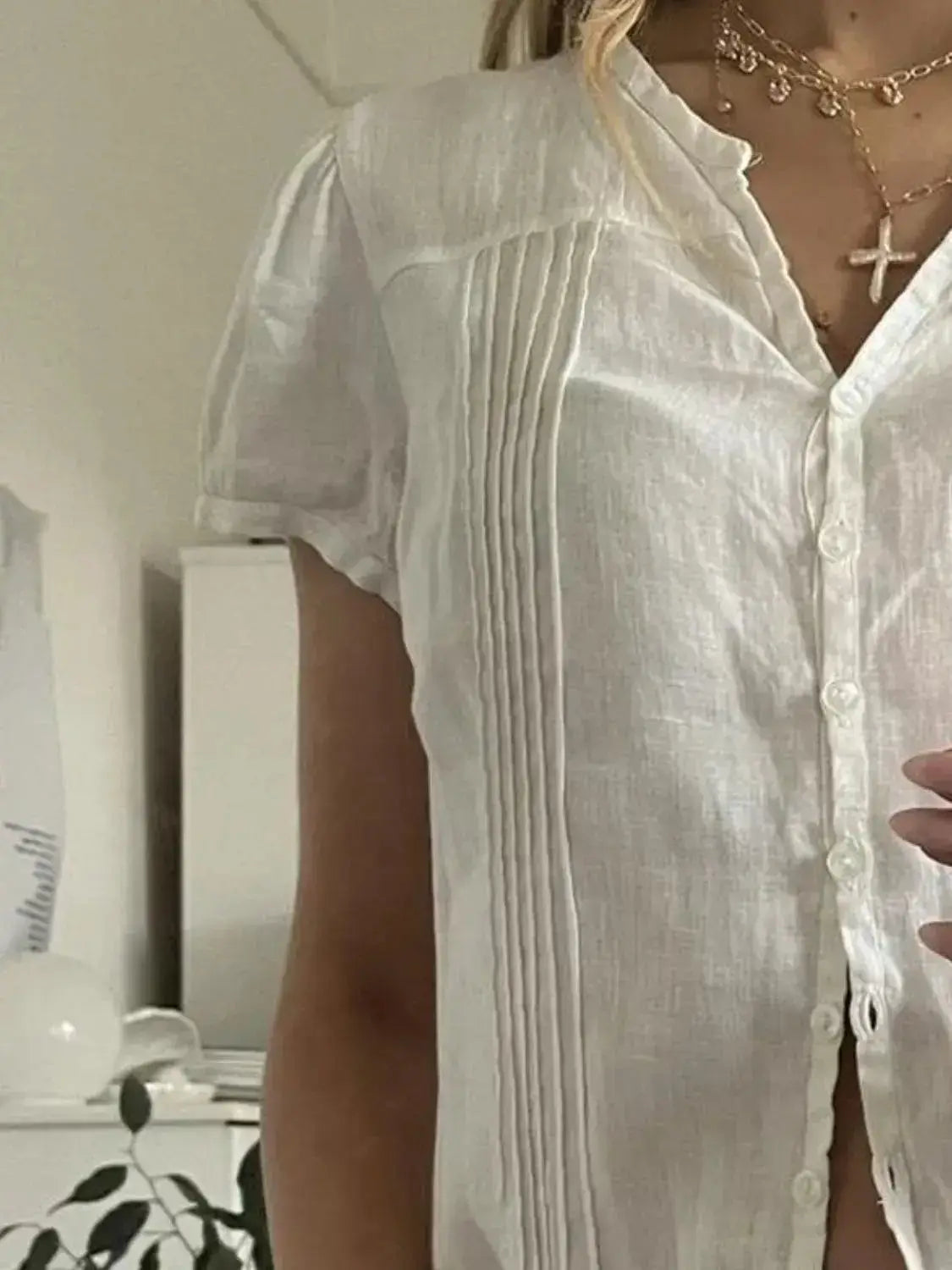 Button Down Short Sleeve Shirt - Clothes For Her Online Store