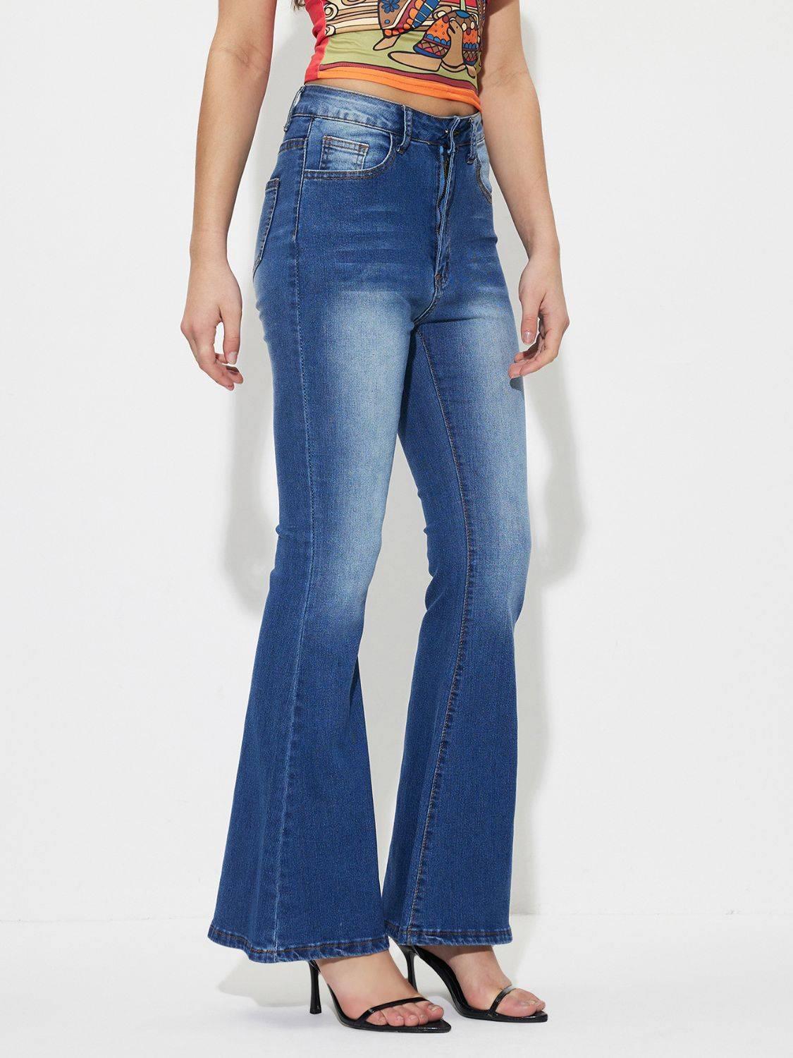 Mid-Rise Waist Bootcut Jeans - Clothes For Her Online Store