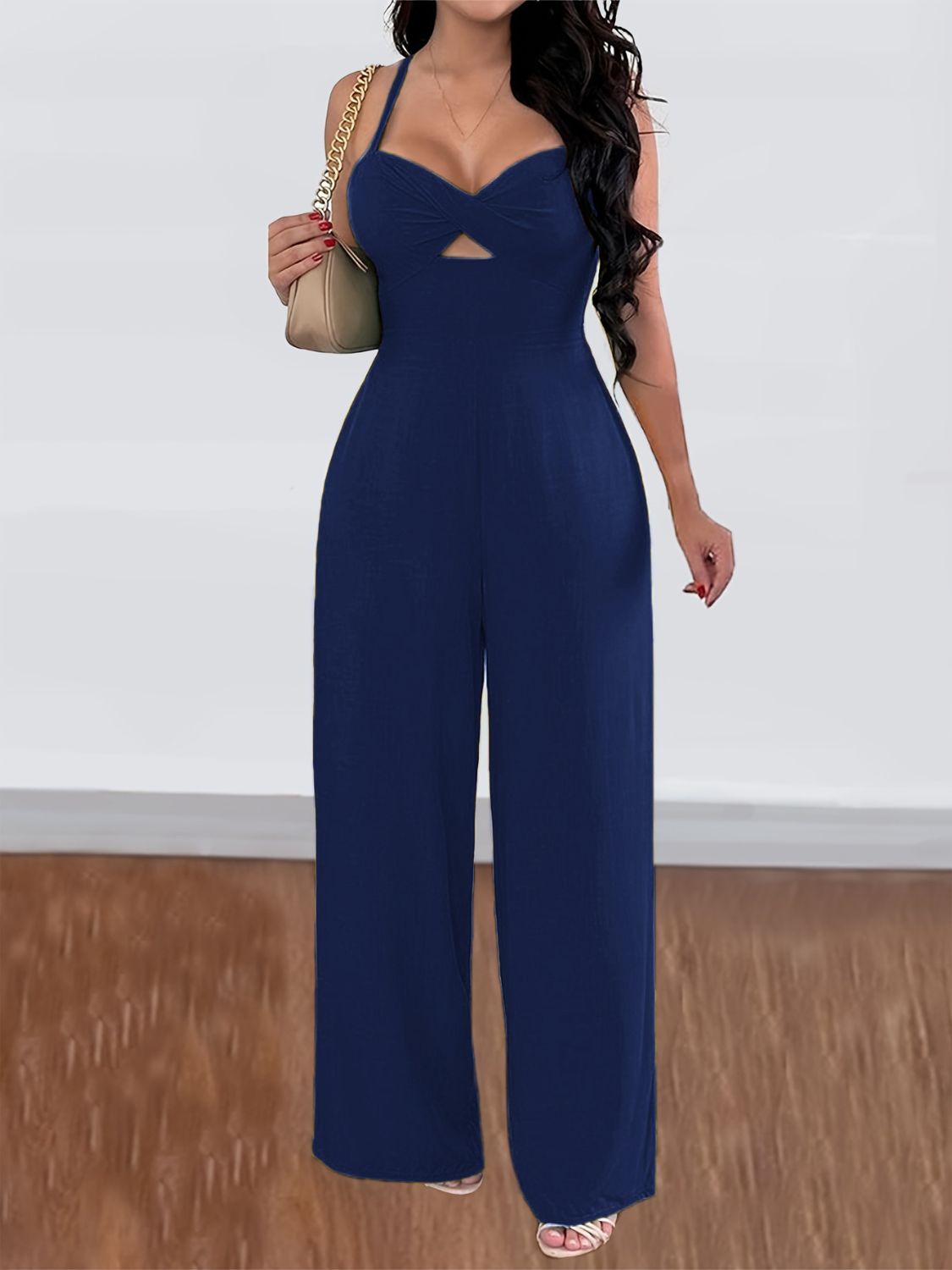 Devine Tie Back Backless Crisscross Jumpsuit