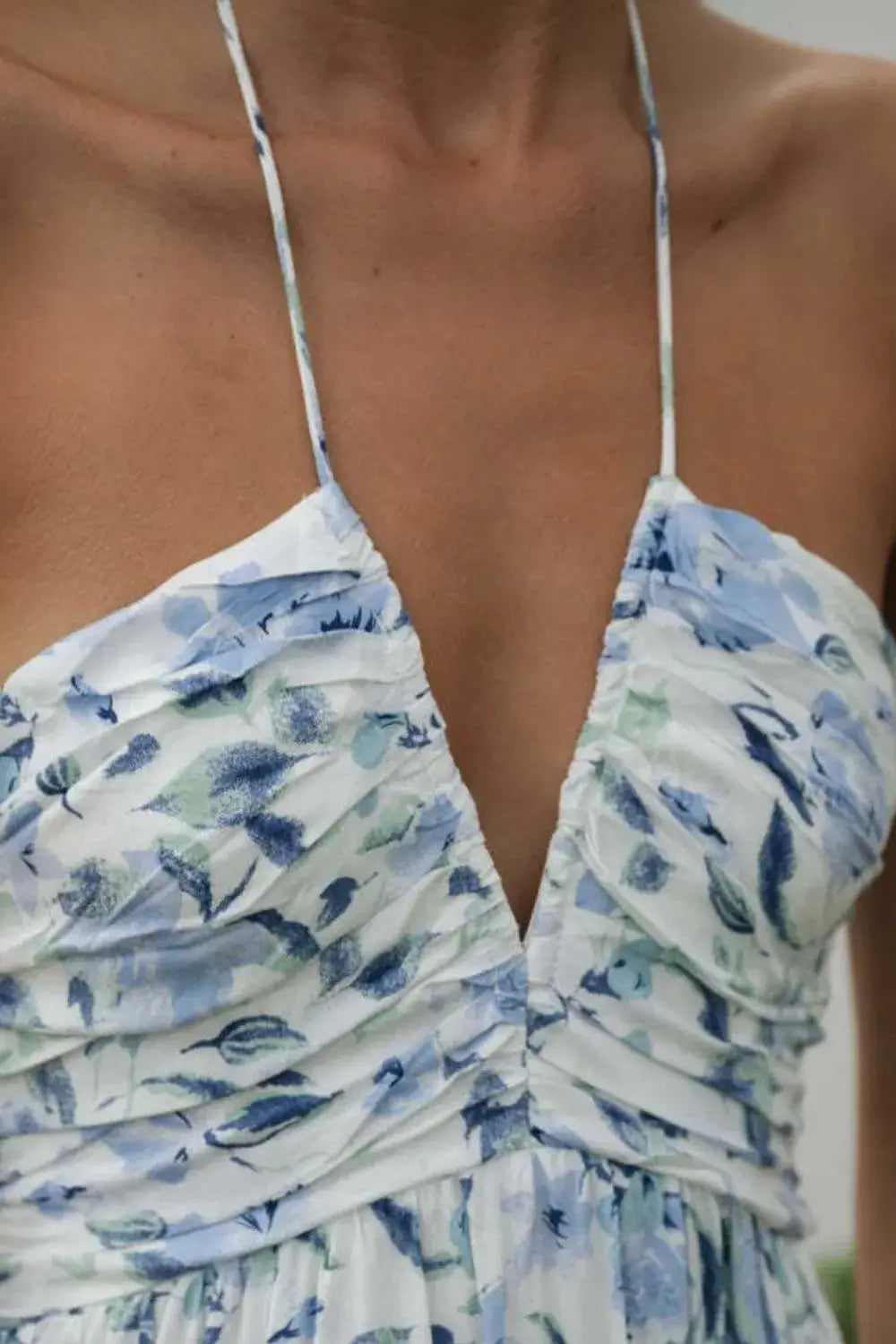 Floral Halter Neck Tiered Maxi Dress