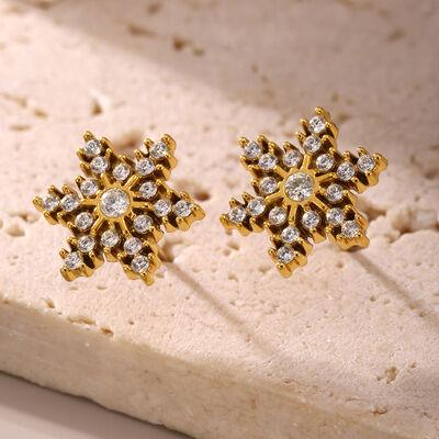 Stainless Steel Snowflake Stud Earrings