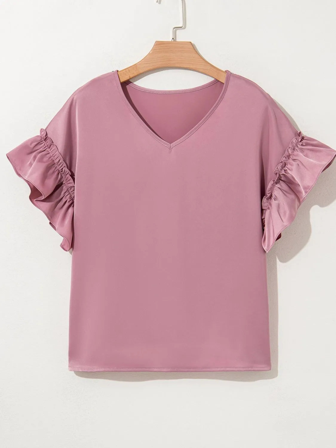 Toadstool Satin Ruffle Sleeve Top