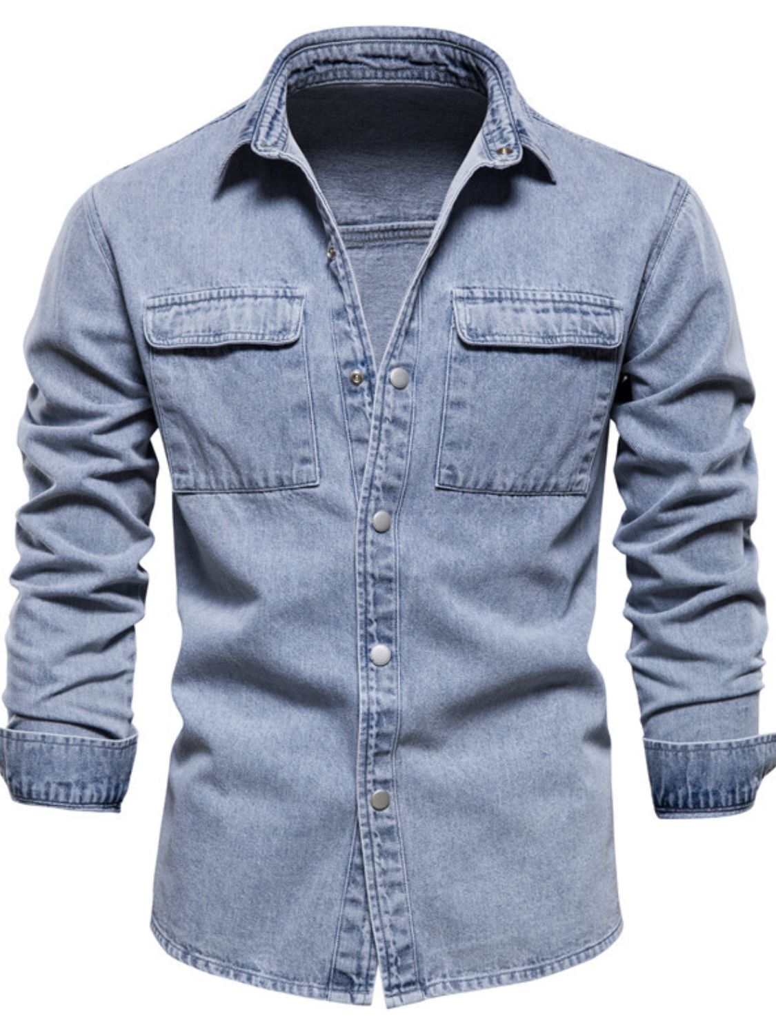 Men's Button Down Chest Pocket Denim Jacket - Clothes For Her Online Store